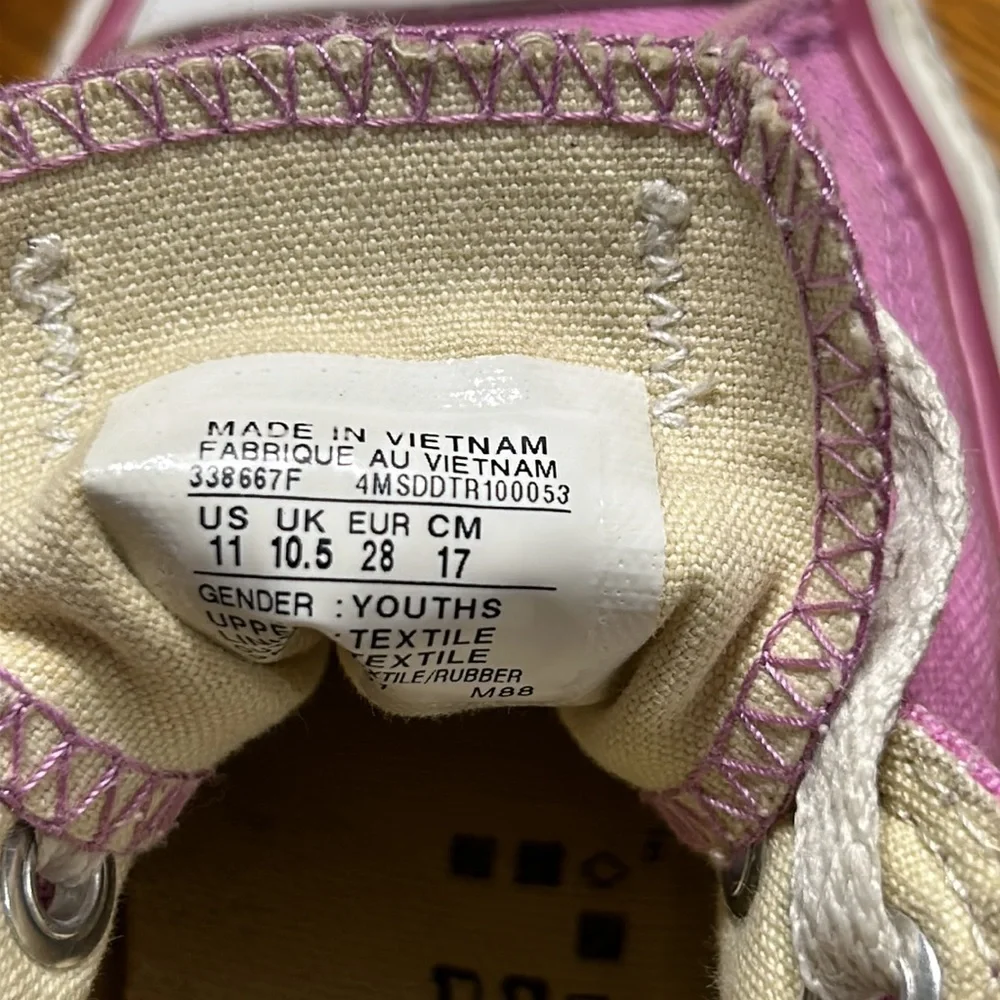 Converse All Star pink youth size 11. Low top sneakers.